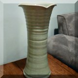 P01. Simon Pearce celadon vase. 13”h 